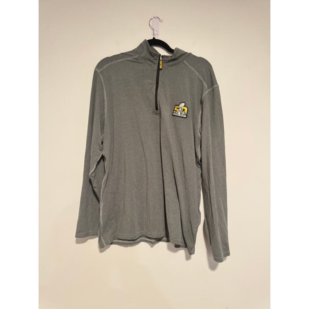 Super Bowl 50 XL Gray 1/4 Zip Pullover Long Sleeve Shirt NFL Lightweight‎